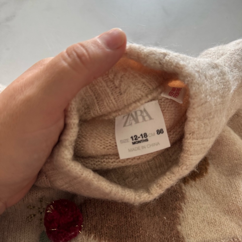 Zara Kids Rudolph Knit High Neck Sweater Size 12-18 month Holiday Christmas - Picture 3 of 5